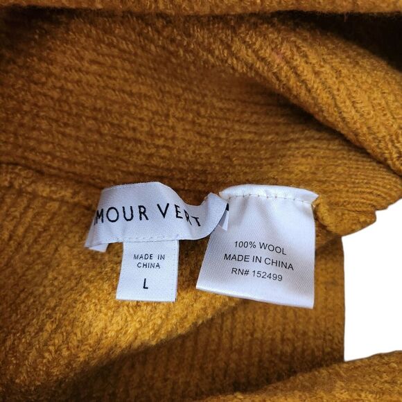 Amour Vert Sweater Large Mustard Yellow Wool Twisted Back Crop *Shrunken* - Picture 4 of 8